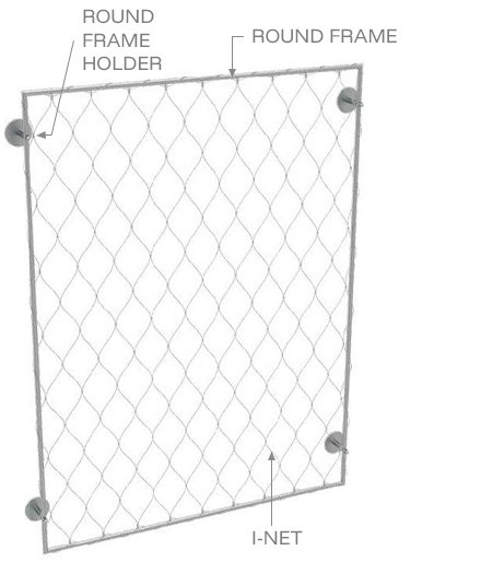  Frame system for attaching cable nets