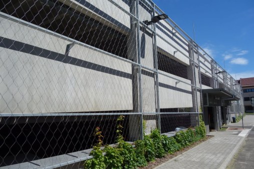 Lankové siete pre zelené fasády - Parkovací dom Eger HU