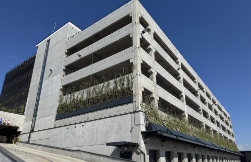 Wire mesh for green facades - Parking house Warsaw