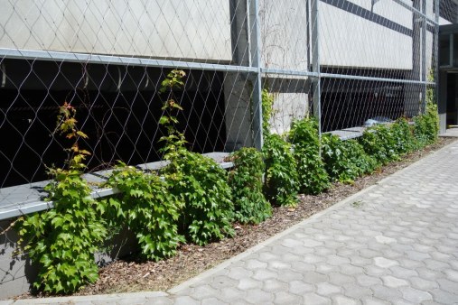 Wire mesh for green facades - Parking house Eger HU