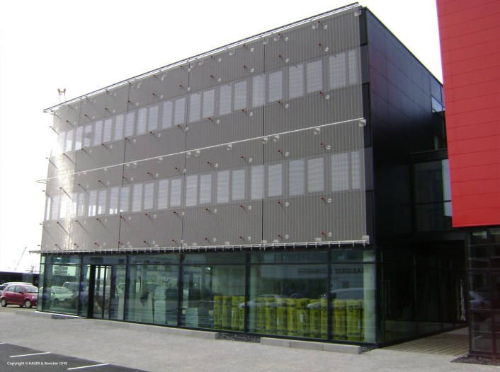 Modern office building - metal facade serves the purpose of shielding but also a modern appearance