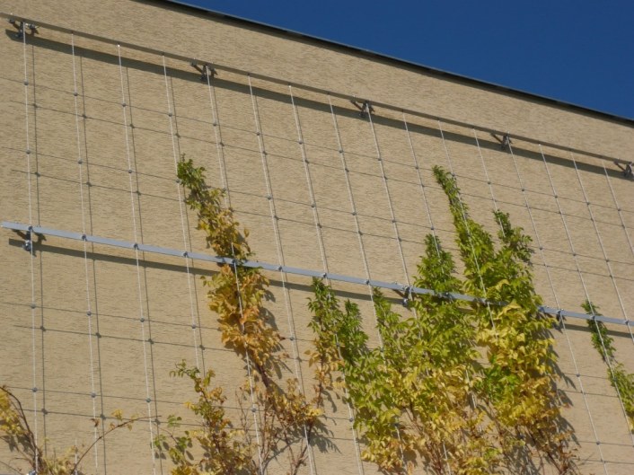 Stainless steel cable system on the facade